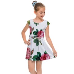 Roses-white Kids  Cap Sleeve Dress