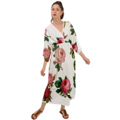 Roses-white Grecian Style  Maxi Dress