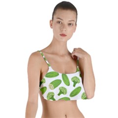 Vegetable Pattern With Composition Broccoli Layered Top Bikini Top 