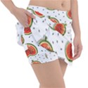 Seamless Background Pattern with Watermelon Slices Classic Tennis Skirt View3