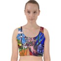 Beauty Stained Glass Castle Building Velvet Racer Back Crop Top View1