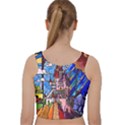 Beauty Stained Glass Castle Building Velvet Racer Back Crop Top View2