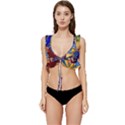 Beauty Stained Glass Castle Building Low Cut Ruffle Edge Bikini Top View1