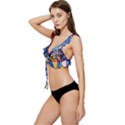 Beauty Stained Glass Castle Building Low Cut Ruffle Edge Bikini Top View2