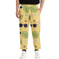 Seamless Pattern Of Sunglasses Tropical Leaves And Flower Men s Elastic Waist Pants