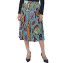 Cartoon Underwater Seamless Pattern With Crab Fish Seahorse Coral Marine Elements Classic Velour Midi Skirt  View1