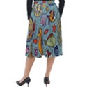 Cartoon Underwater Seamless Pattern With Crab Fish Seahorse Coral Marine Elements Classic Velour Midi Skirt  View2