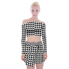 Optical-illusion-illusion-black Off Shoulder Top With Mini Skirt Set
