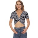 Flame Fire Pattern Digital Art Twist Front Crop Top View1