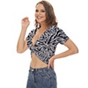 Flame Fire Pattern Digital Art Twist Front Crop Top View2