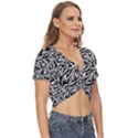 Flame Fire Pattern Digital Art Twist Front Crop Top View3