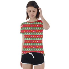 Christmas-papers-red-and-green Short Sleeve Open Back T-shirt by Bedest
