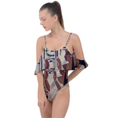 Hieroglyphics-goddess-queen Drape Piece Swimsuit