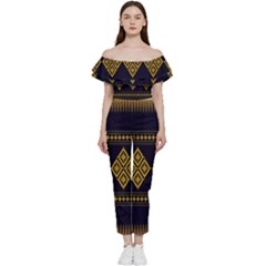 Abstract-batik Klasikjpg Bardot Ruffle Jumpsuit