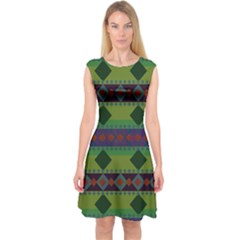Background-batik 01 Capsleeve Midi Dress
