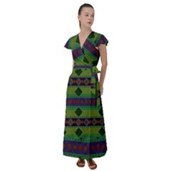 Background-batik 01 Flutter Sleeve Maxi Dress