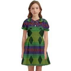 Background-batik 01 Kids  Bow Tie Puff Sleeve Dress