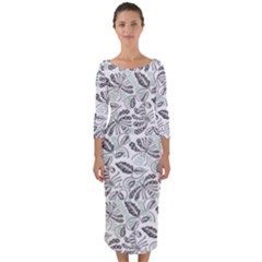 Batik Klasik In Indonesia Quarter Sleeve Midi Bodycon Dress
