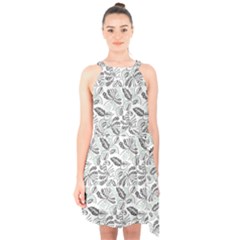 Batik Klasik In Indonesia Halter Collar Waist Tie Chiffon Dress