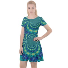 Fractal Cap Sleeve Velour Dress 