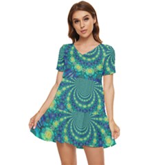 Fractal Tiered Short Sleeve Babydoll Dress
