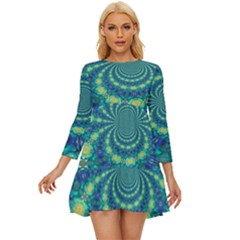 Fractal Long Sleeve Babydoll Dress