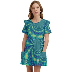 Fractal Kids  Frilly Sleeves Pocket Dress