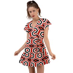 Motif-20 Flutter Sleeve Wrap Dress