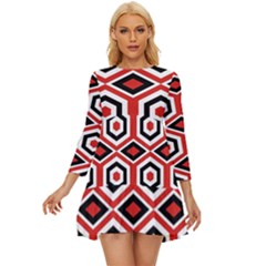 Motif-20 Long Sleeve Babydoll Dress