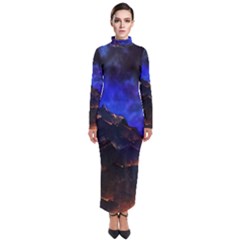 Landscape-sci-fi-alien-world Turtleneck Maxi Dress