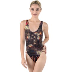 Library-tunnel-books-stacks High Leg Strappy Swimsuit