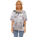 Cute Cats Seamless Pattern Oversized Basic T-Shirt View1