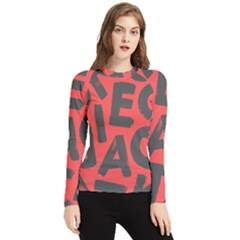 Letters Alphabet Typography Texture Women s Long Sleeve Rash Guard