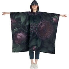 Rose Flower Plant Women s Hooded Rain Ponchos