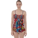 Comic Cartoon Pattern Babydoll Tankini Top View1