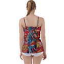 Comic Cartoon Pattern Babydoll Tankini Top View2