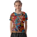 Comic Cartoon Pattern Kids  Frill Chiffon Blouse View1