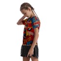 Comic Cartoon Pattern Kids  Frill Chiffon Blouse View2