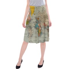 Vintage World Map Midi Beach Skirt