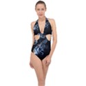 Smoke-flame-dynamic-wave-motion Halter Front Plunge Swimsuit View1