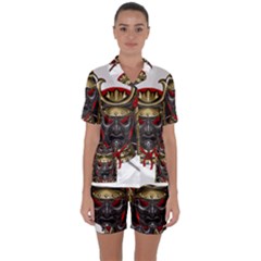 Samurai Katana Warrior Satin Short Sleeve Pajamas Set
