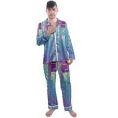 Non-seamless-pattern-background Men s Long Sleeve Satin Pajamas Set