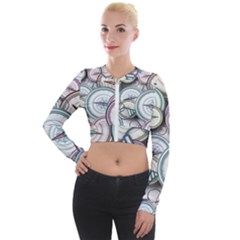 Compass-direction-north-south-east Long Sleeve Cropped Velvet Jacket