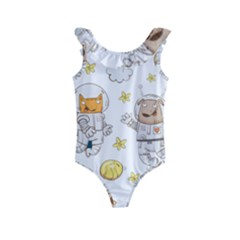 Astronaut-dog-cat-clip-art-kitten Kids  Frill Swimsuit