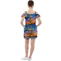 Eiffel Tower Starry Night Print Van Gogh Ruffle Cut Out Chiffon Playsuit View2