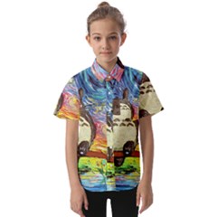 Cartoon Starry Night Art Van Gogh Parody Kids  Short Sleeve Shirt