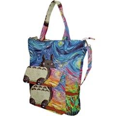 Cartoon Starry Night Art Van Gogh Parody Shoulder Tote Bag