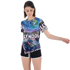 Hollywood Art Starry Night Van Gogh Asymmetrical Short Sleeve Sports T-shirt