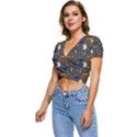 Halloween Pattern Bat Short Sleeve Foldover T-Shirt View2