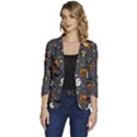 Halloween Pattern Bat Women s One-Button 3/4 Sleeve Short Jacket View1
